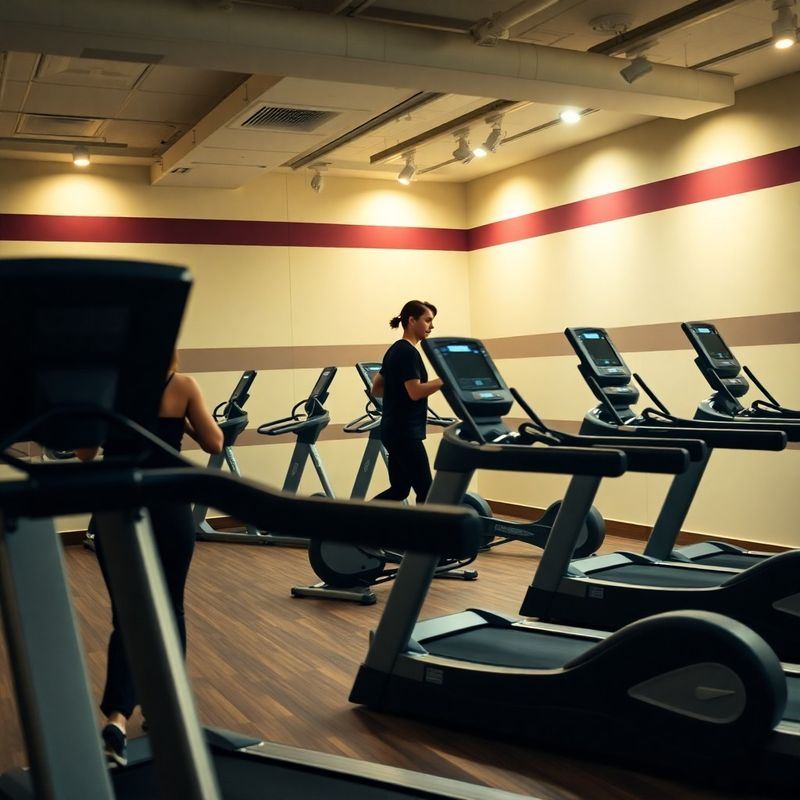 Wide view of the Alpine Ashford group fitness studio mid-class with Technogym Skillmills under warm tungsten lighting