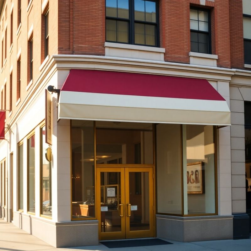 Exterior of the Alpine Ashford gym on Chestnut Street with cream-and-burgundy awning above glass entrance doors